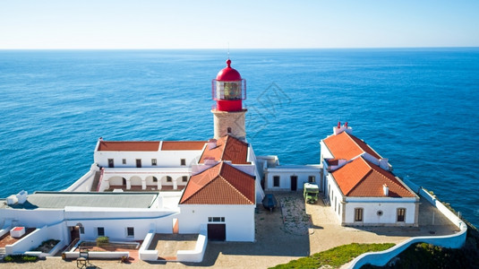 建造天线来自葡萄牙萨格里斯的灯塔CaboVicente航空公司擦玻璃背景图片