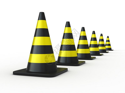 指示运输黄色的3d白背景上的交通锥形变换图片