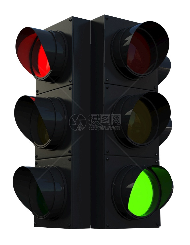 运输使成为3d将白色背景隔离的交通灯光转换成白色背景信号图片