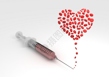 一种插图以血细胞构成心脏形状的注射器插针说明捐赠者高清图片