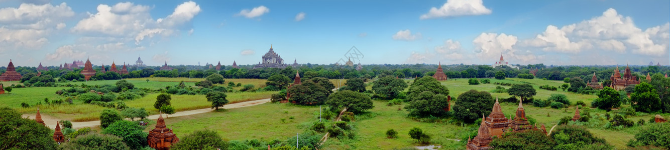 缅甸巴甘佛教寺庙的景象亚洲风优美自然图片