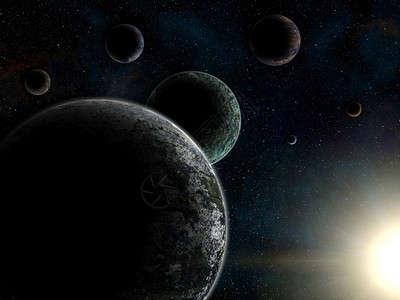 假想陷阱师宇宙虚幻Trappist1系外行星统的3d渲染图片