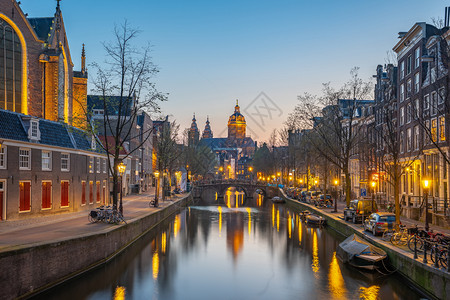 阿姆斯特丹的夜景背景图片