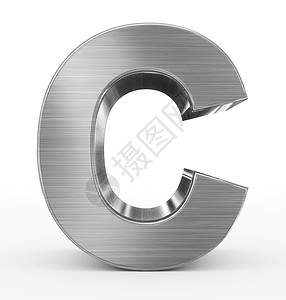 铝字体正面C3d白色上隔离的金属3D图片