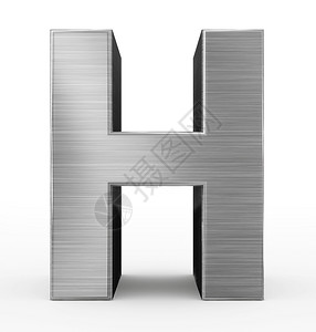 金属的字体常设H3d白色上隔离的金属3D图片