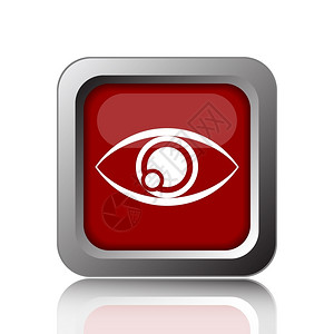 白色背景上的眼图标Internet按钮眼科医生看红色的背景图片