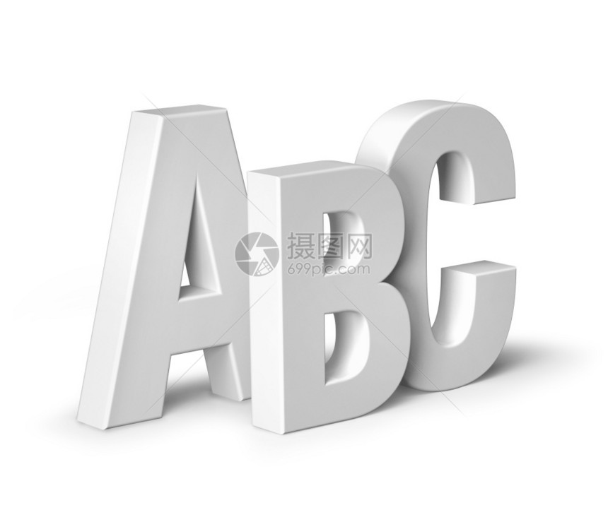 信阴影在白色3D上孤立的块字母ABC识概念能力图片