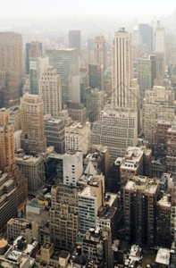 美国纽约州曼哈顿市中心城曼哈顿建筑物外观造高清图片