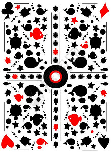 海底卡片玩牌与鱼鲸海龟和星背对着打牌部图片