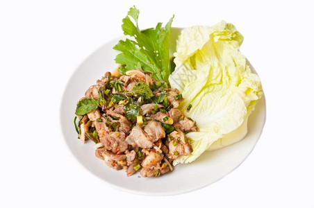 穆洋葱摄影泰国食品TokMoO猪肉白底带辣椒成分图片