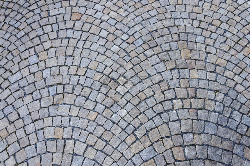 布拉格装饰腐碎石铺面背景的封闭弧圆形铺路图片