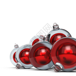 装饰颜色红白背景上红圣诞节球有模糊效果装饰元素和圣诞舞会角及标志成分图片