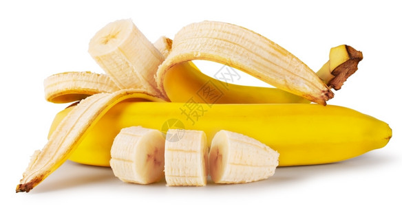 干净的水果黄熟香蕉切成白底片蔬菜图片