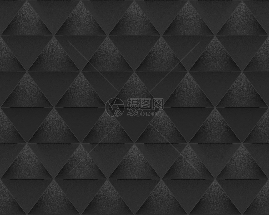 抽象的几何3d使无缝黑三角形壁背景奢华图片