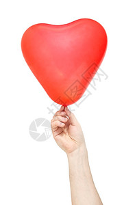 各种形状气球手握红气球以心脏的形状孤立在白色背景上空气飞行狂欢背景