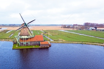 建筑学荷兰ZaanseSchanss传统风车自然户外图片