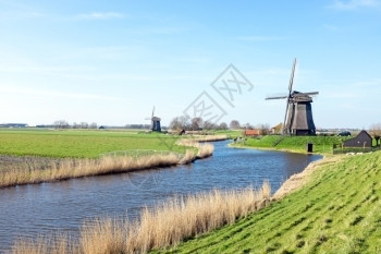 老的户外建造荷兰杜赫地貌传统风力车场荷兰图片