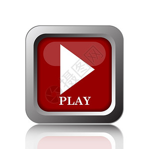 视频声音在白色背景上播放图标的互联网按钮红色的图片
