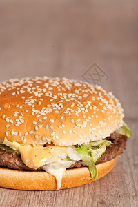 一顿饭芝士汉堡美味的式汉堡包和奶酪三明治快速地图片