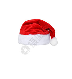 圣诞老人红色帽子隔离在白背景红圣诞帽子或隔离在白色圣诞老人红帽子隔离在白背景红的袜装饰品背景图片
