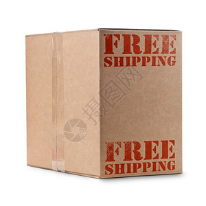 广告零售自由以红色写成的免费运输装箱纸背景图片