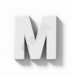 正面M3D白在色上隔离有阴影垂直投径3d映射字母抽象的背景图片