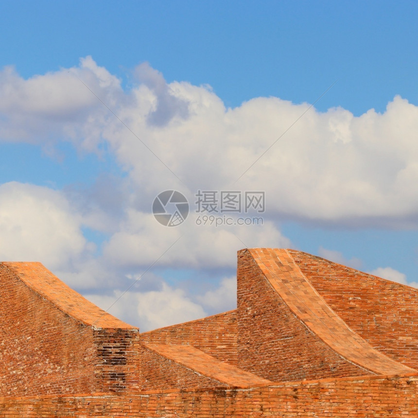 外部的建造旅行具有美丽的天空背景建筑结构墙砖壁图片