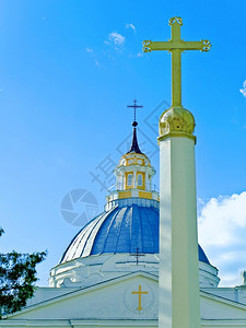 文化天空传统的对抗蓝天教堂圆柱形顶图片