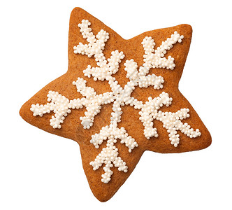 为了自制在白色背景中隔离的圣诞节姜饼星以白色背景为孤立位置星背景图片