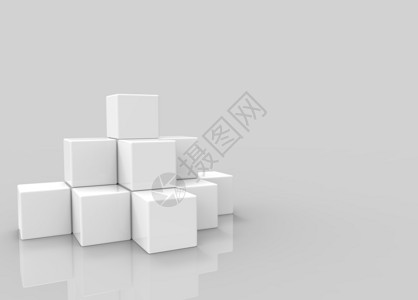 盒子3d灰色背景的白方形立体堆叠灰色的复制图片