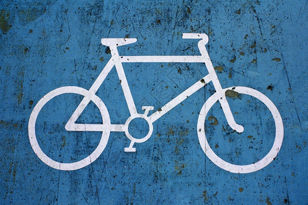 紧贴蓝色自行车巷标志安全城市的划分图片