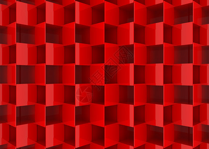 立方体现代的红色3d使红洞弧形方格盒子壁背景背景图片