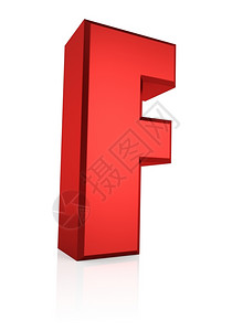 信商业3d以白色背景隔离红字母F体图片