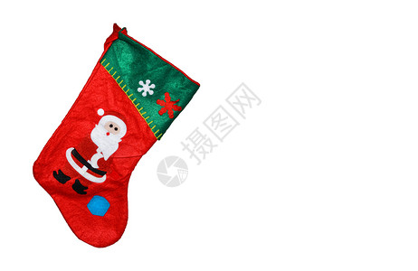 颜色可爱的圣诞丝袜孤立在白色复制空间上可爱的圣诞丝袜隔离在白色上庆祝活动绞刑背景图片