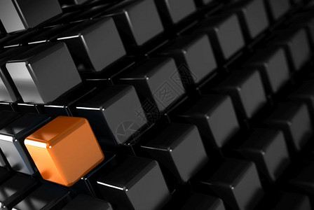 现代的橙色立方体有许多黑色立方体独特的或不同概念商业背景独创艺术图片