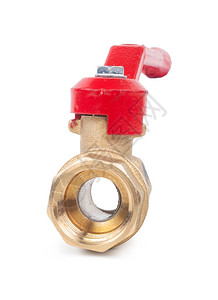 水螺纹管道带有红色把手的球阀门设计图片