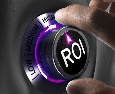 益处概念的投资回报ROI概念两个手指旋转按钮最高位置的概念图像金融ROIROI高的设计图片