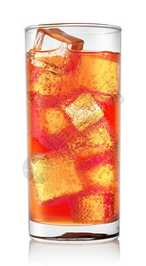 透明黄色的白底带孤立冰碳化橙色鸡尾酒气泡图片