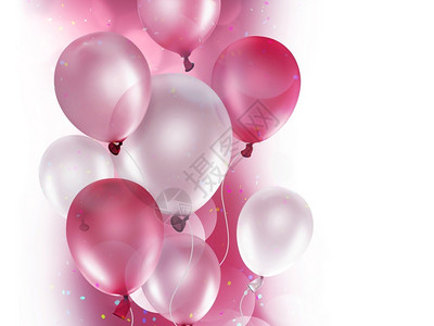 闪亮的光背景粉红和白色气球喜庆的祝图片