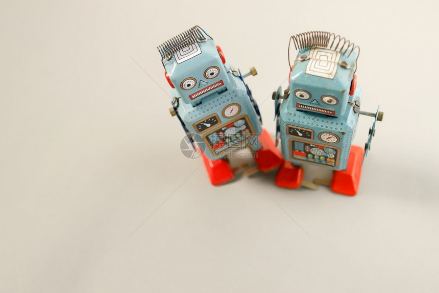 经典的古老复机器人锡玩具未来复制