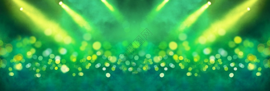 墙纸浅光投影仪和绿色背景的黄闪光灯灰点闪灯布局火花黄色的背景图片