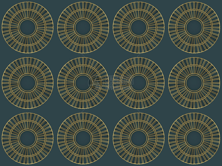 渲染横幅圆形的3d实现无缝金色艺术图案背景图片