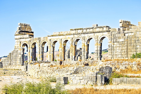 Volubilis北非摩洛哥罗马Basilica废墟老的历史卷心菜图片