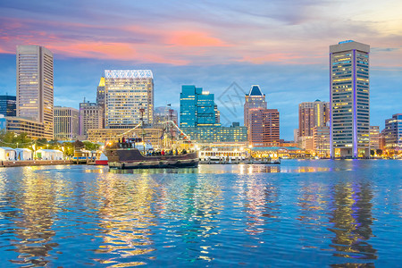 美国巴尔的摩市中心天线城风景美国人地标观城市景观高清图片素材