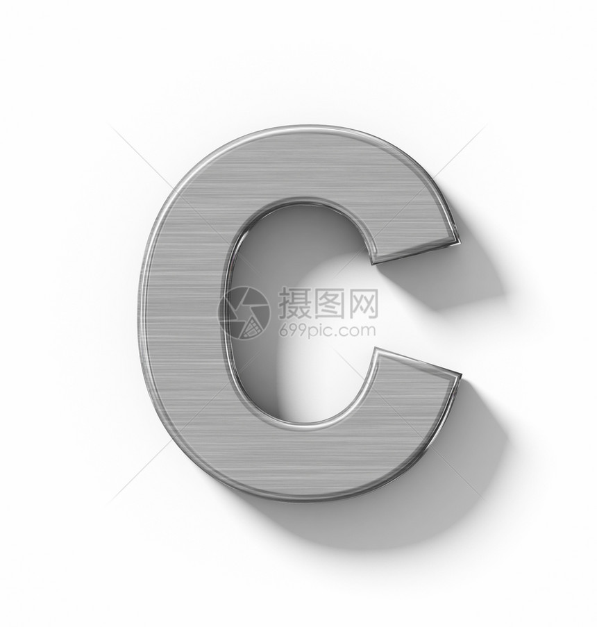 C3D金属在白色上隔离有阴影直角投3D拉丝象征正面图片