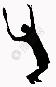 羽毛球运动剪影艺术品黑色的播放器运动剪影网球员服务空中球插画