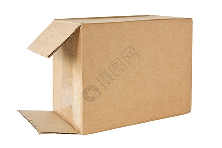 棕色的递送白背景上孤立的棕色纸板框储物盒图片
