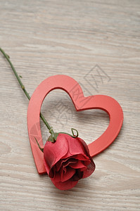 一天情人节朵红木心的玫瑰单身二月浪漫图片
