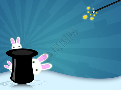 兔子魔术师工具魔术师的帽插图棍棒传奇设计图片