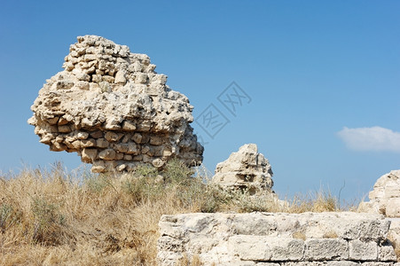 以色列Ashkelon公园的十字军残渣建筑余物墙自然防御图片